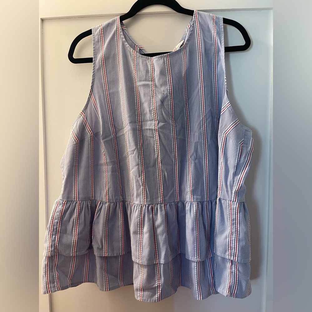Vineyard Vines Blue and Red Striped Top